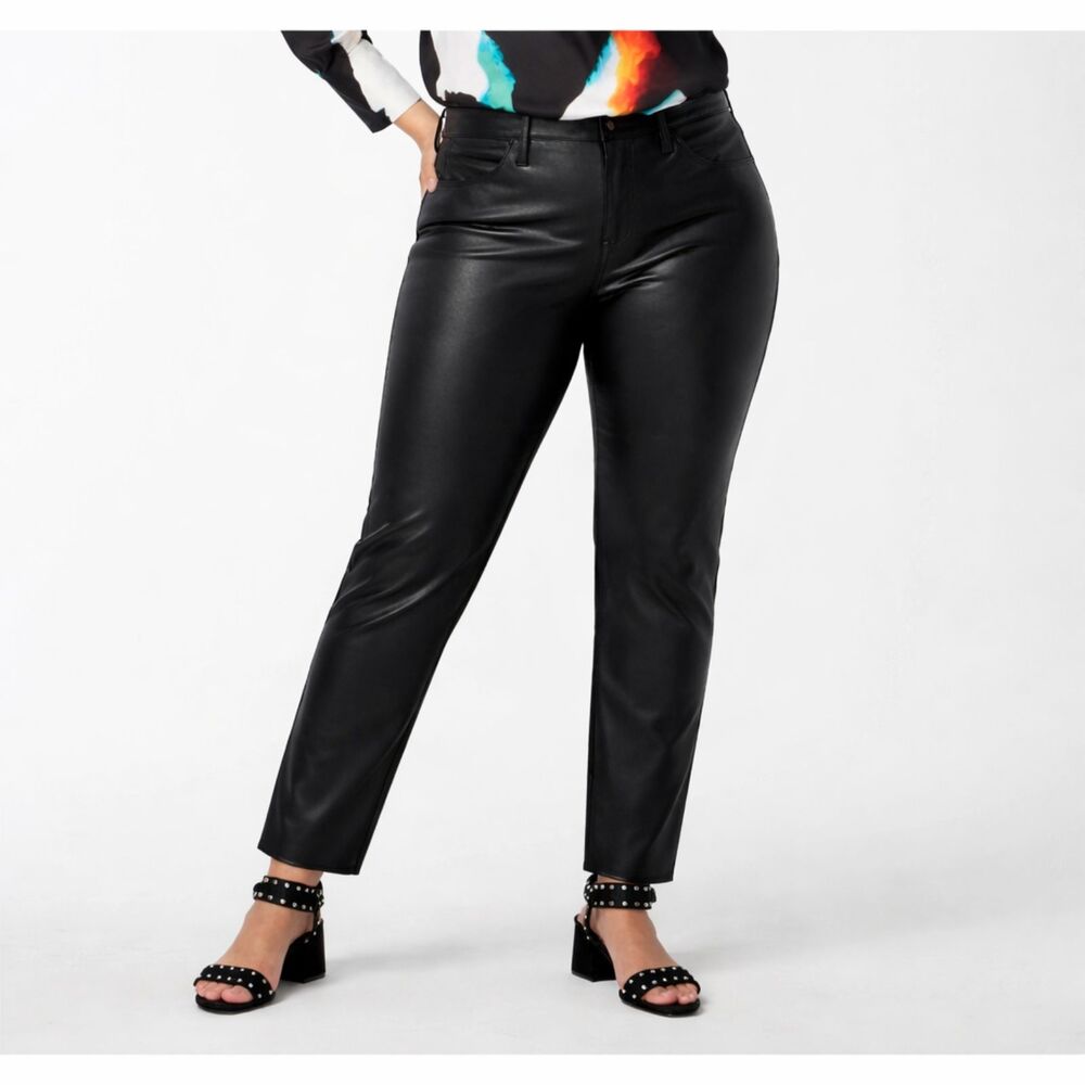 Chico's Black Faux Leather Slim Fit Pants Size 3 (16) NWOT